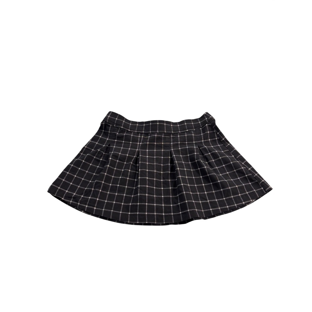 Zoe by Zoe Phoebe Womens Black White Grid Pleated Mini Skirt Size L Windowpane